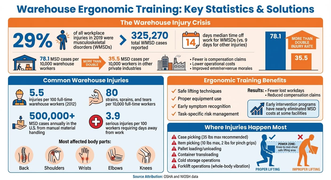 Warehouse Ergonomic Training Statistics and Injury Prevention Data