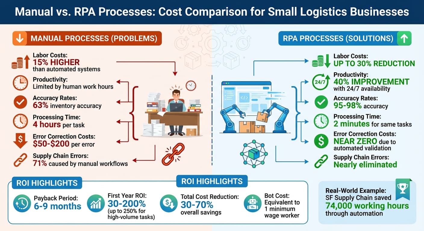 Manual vs RPA Processes Cost Comparison in Logistics