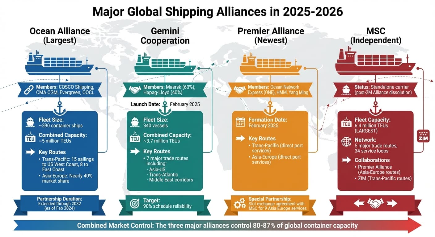 Major Global Shipping Alliances Comparison 2025-2026