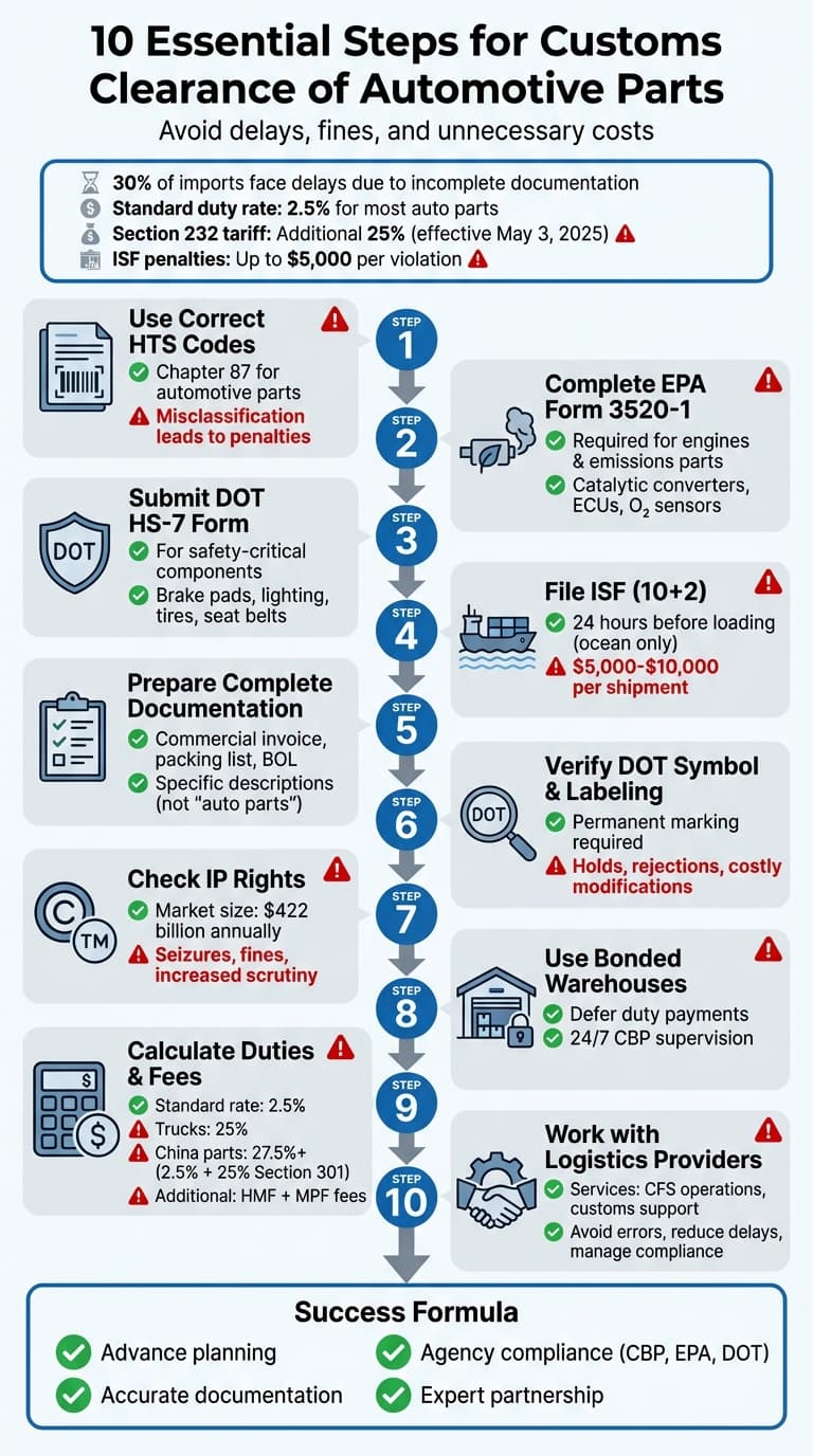 10-Step Customs Clearance Process for Automotive Parts Importers