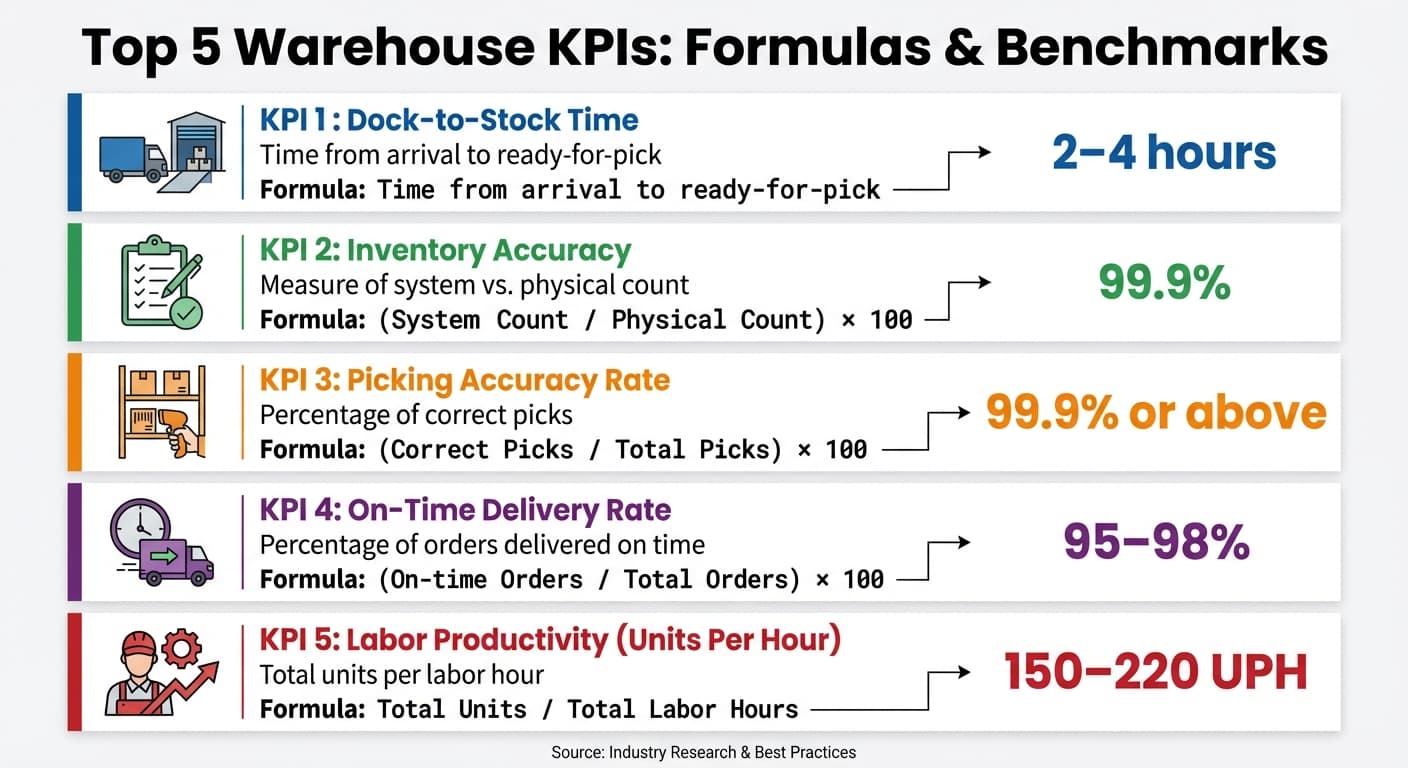 Top 5 Warehouse KPIs: Formulas and Industry Benchmarks